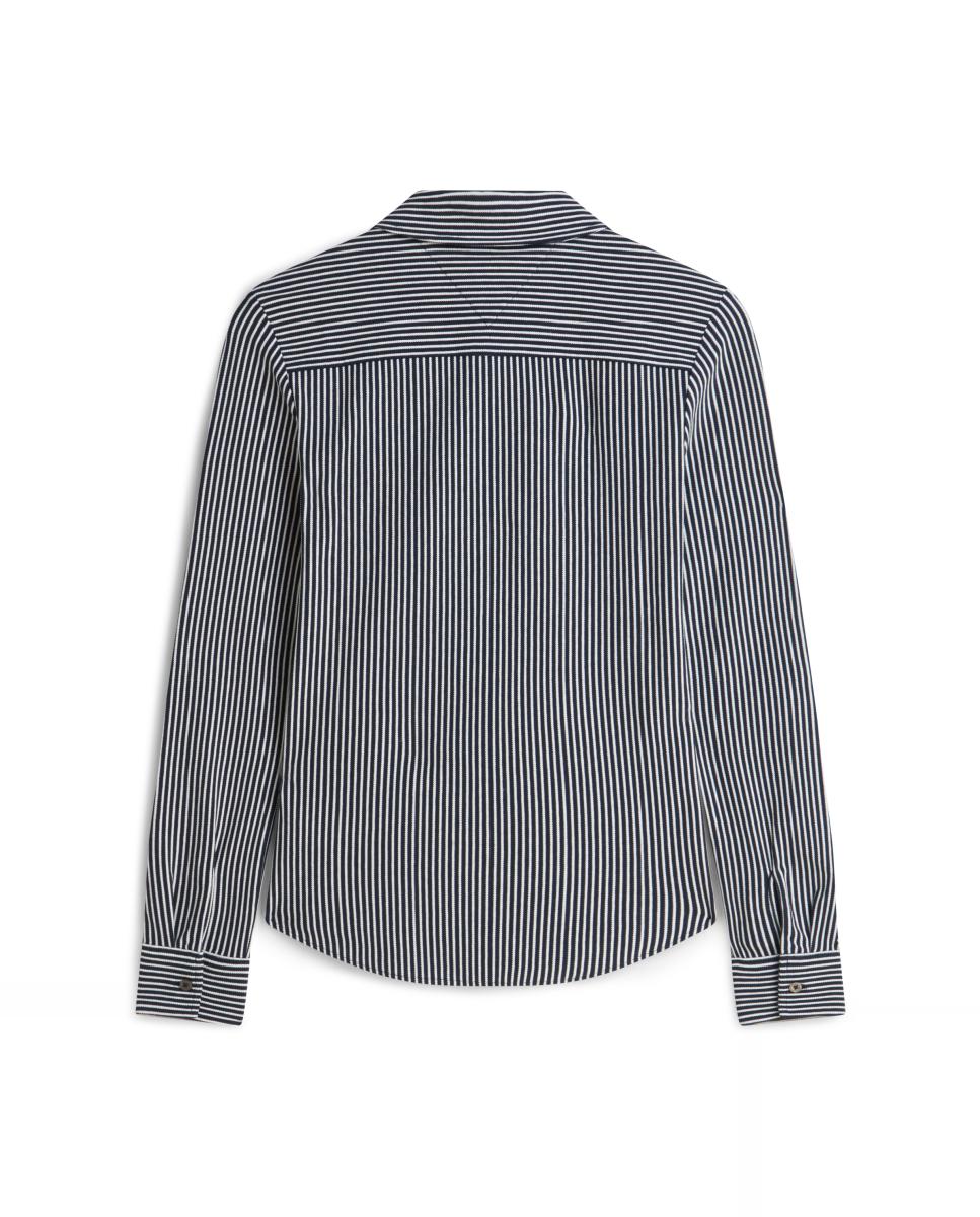 Camisa de Piqué com Silhueta Slim Azul-marinho-6