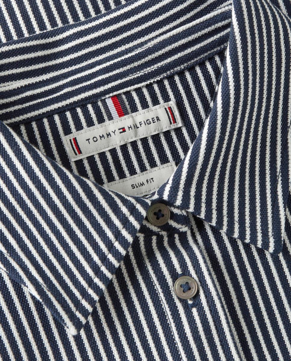 Camisa de Piqué com Silhueta Slim Azul-marinho-7