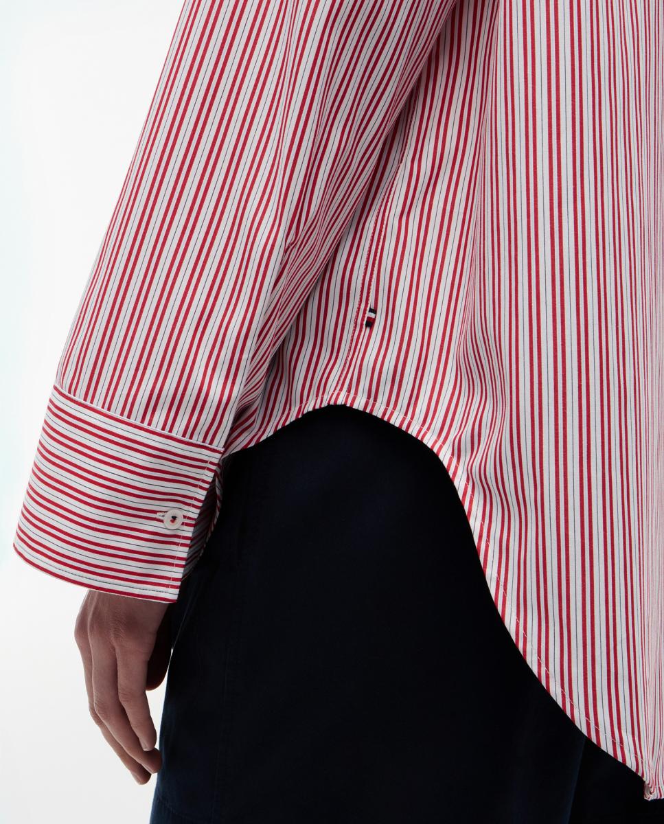 Camisa de Silhueta Larga Vermelho-3