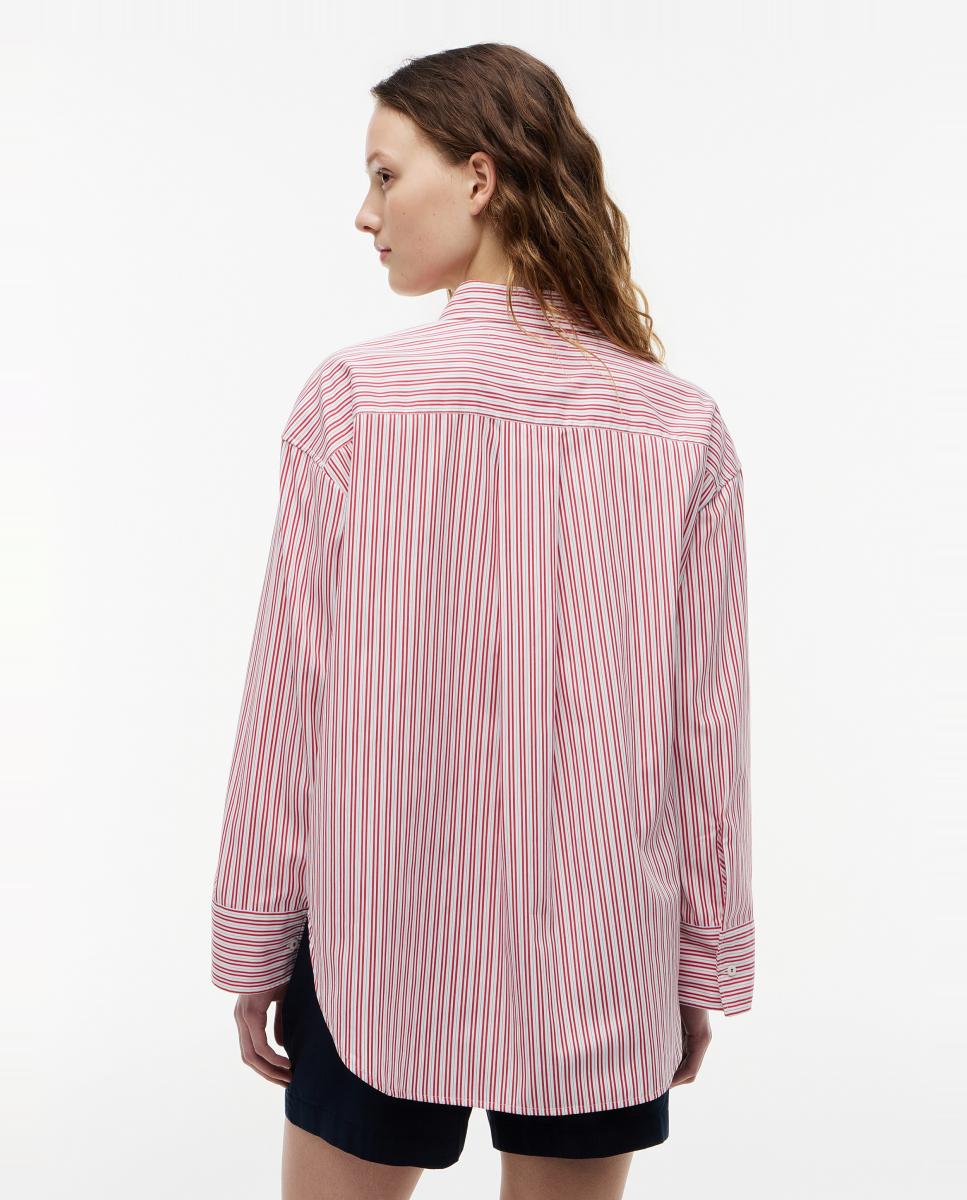 Camisa de Silhueta Larga Vermelho-4