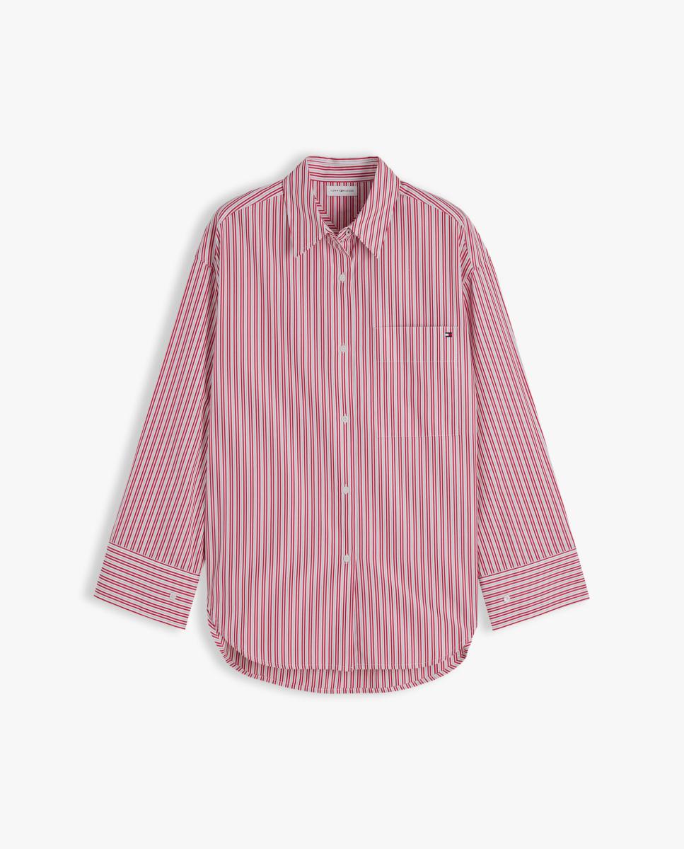 Camisa de Silhueta Larga Vermelho-5