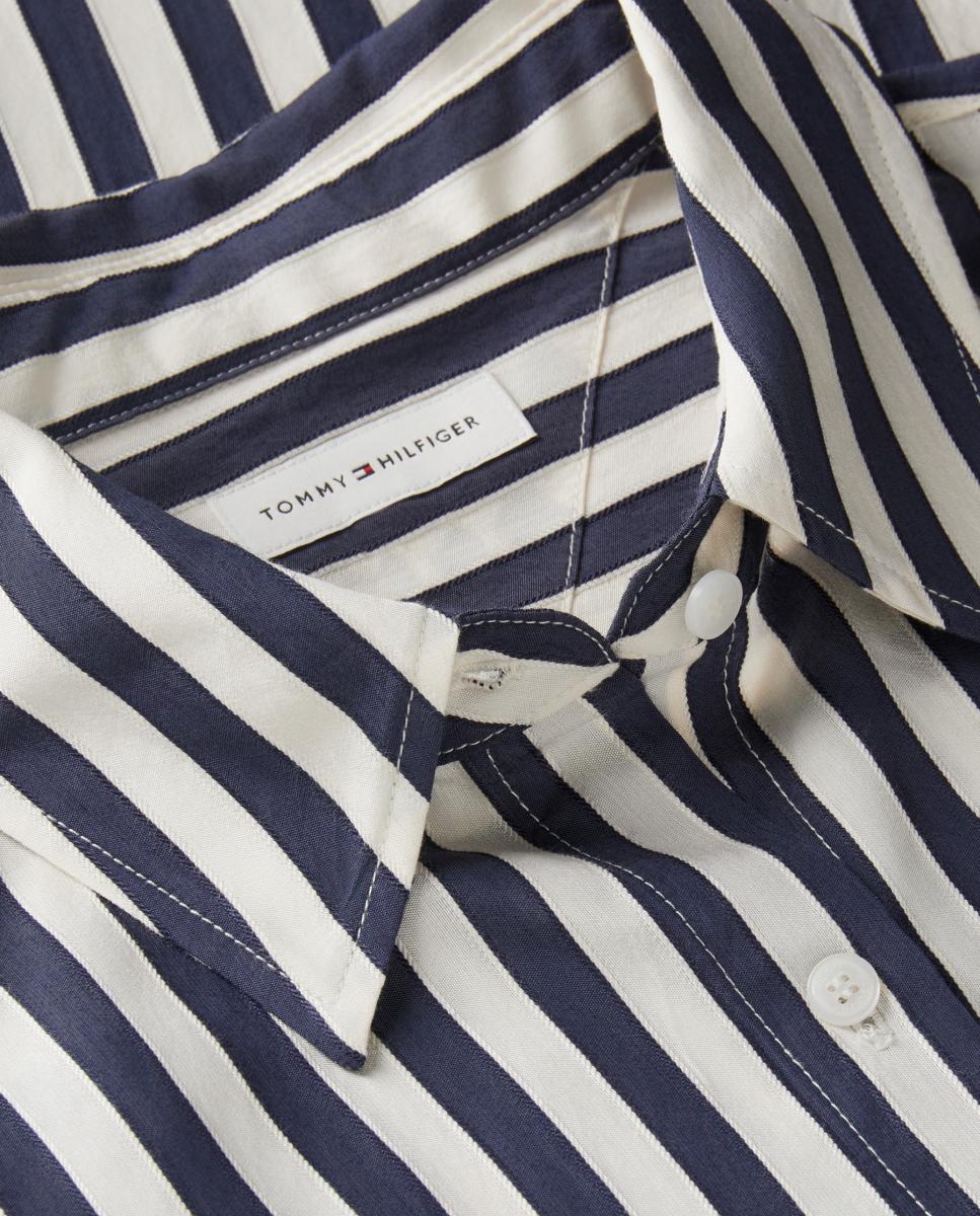 Camisa de Manga Comprida às Riscas Azul-marinho-4