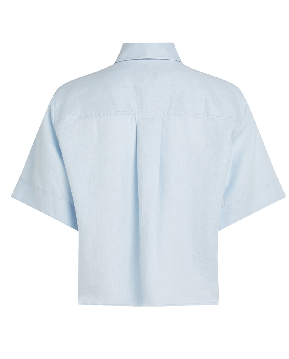 Camisa de mujer de manga corta de lino - Tommy Hilfiger - Azul claro Azul claro-5