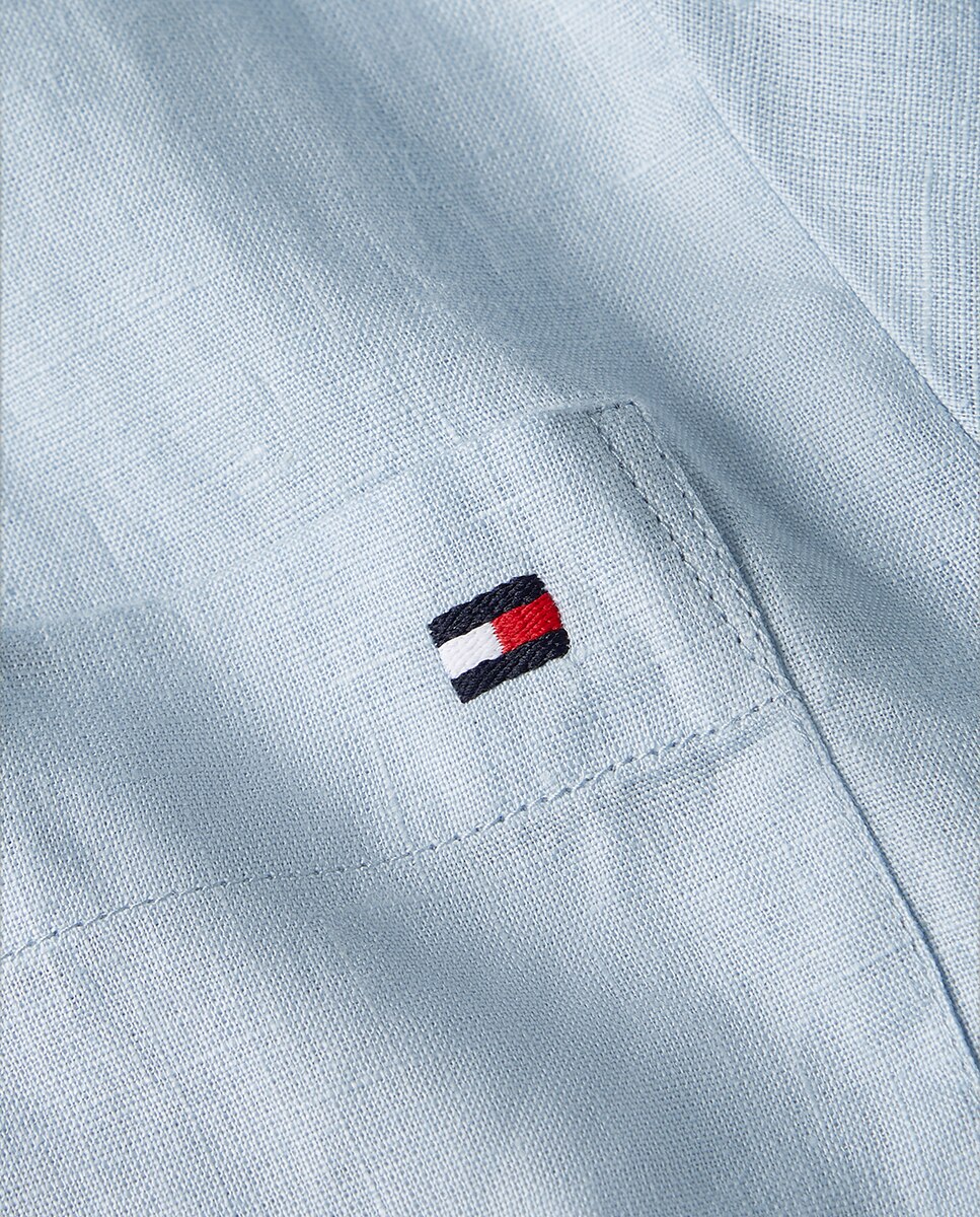 Camisa de mujer de manga corta de lino - Tommy Hilfiger - Azul claro Azul claro-6