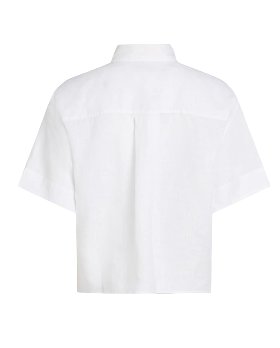 Camisa de Linho com Manga Curta Branco-6