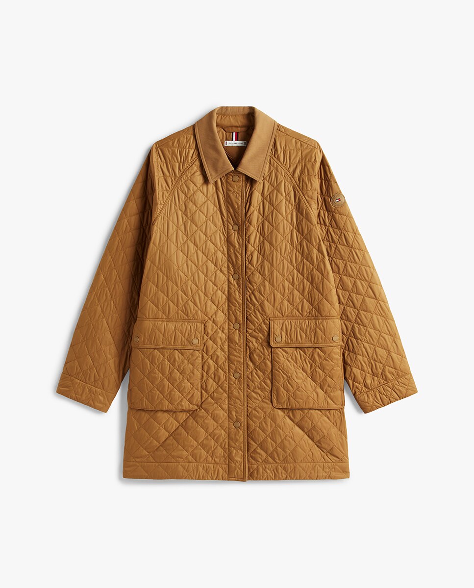 Casaco Acolchoado Quilted Comprido Camel-6