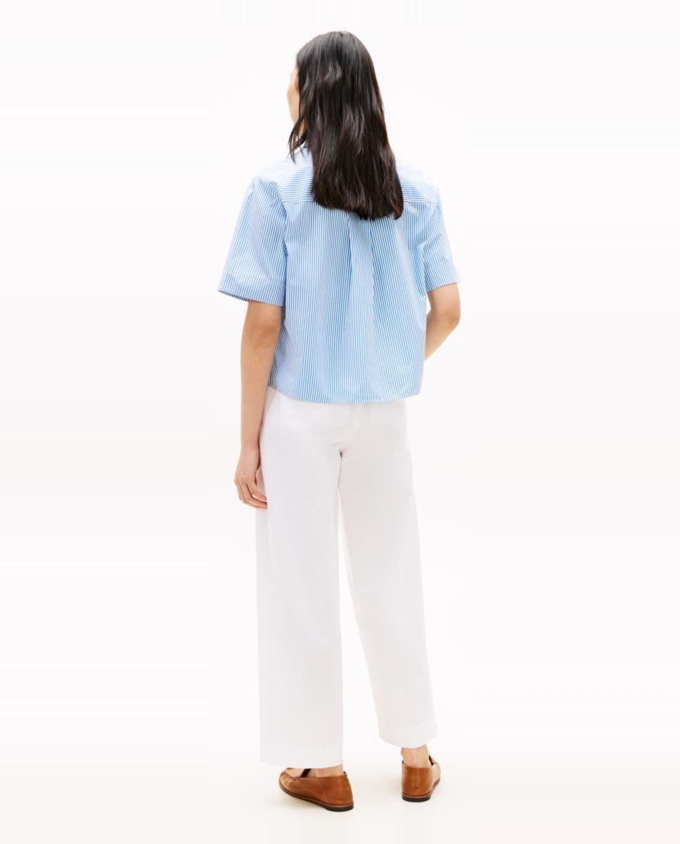 Camisa de Popelina com Manga Curta Azul-claro-2
