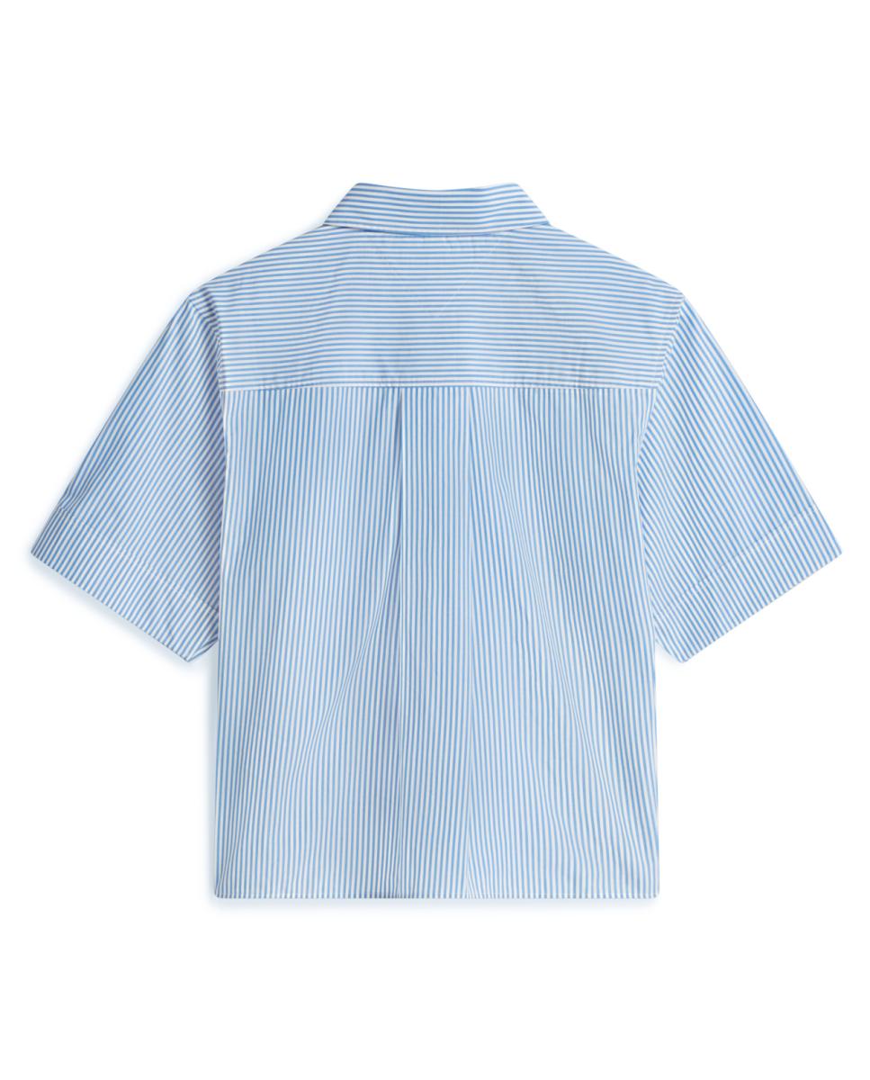 Camisa de Popelina com Manga Curta Azul-claro-5