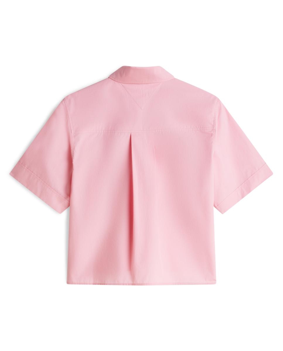 Camisa de Popelina com Manga Curta Rosa-5