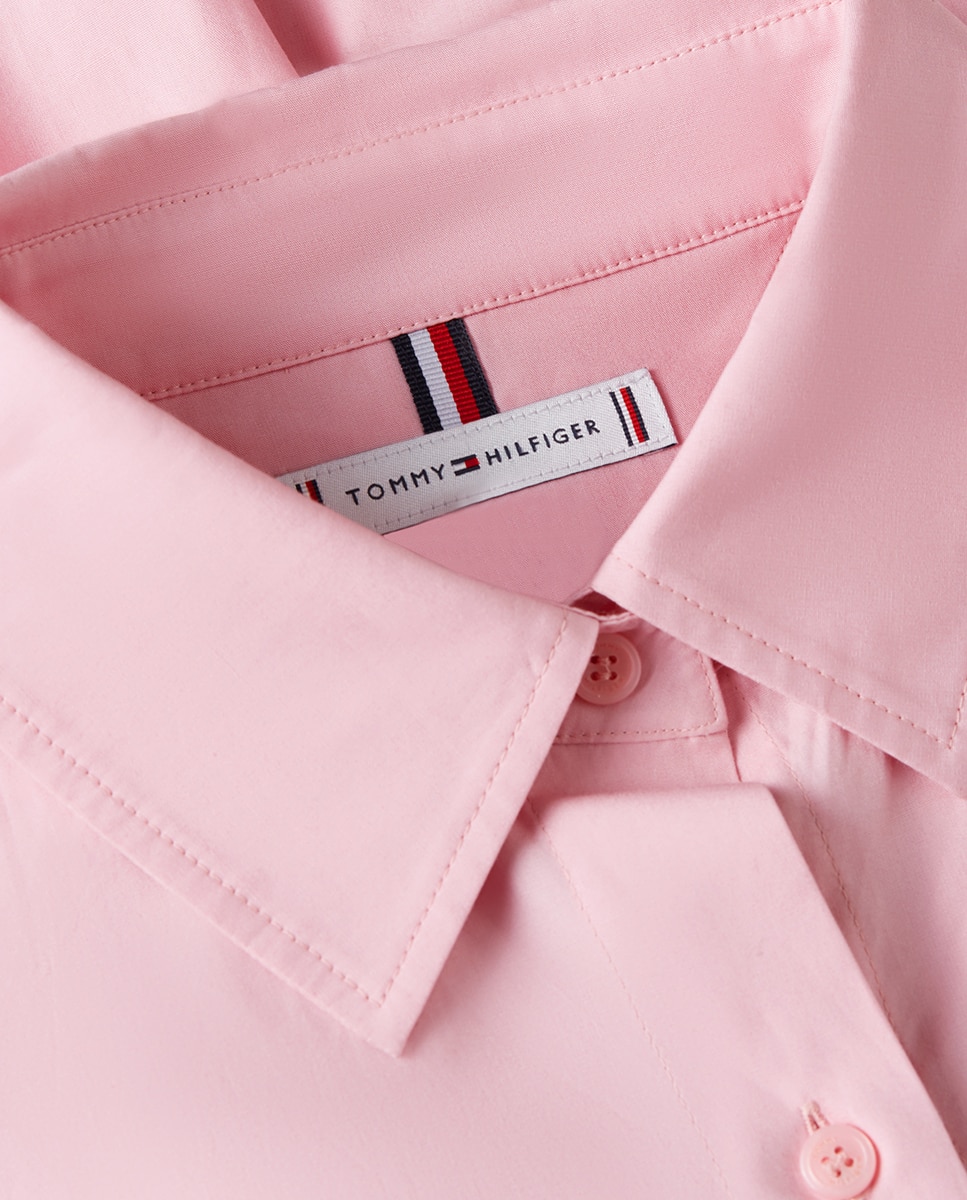 Camisa de Popelina com Manga Curta Rosa-6
