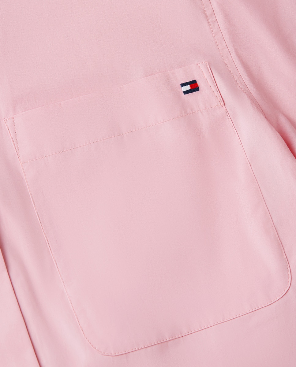 Camisa de Popelina com Manga Curta Rosa-7