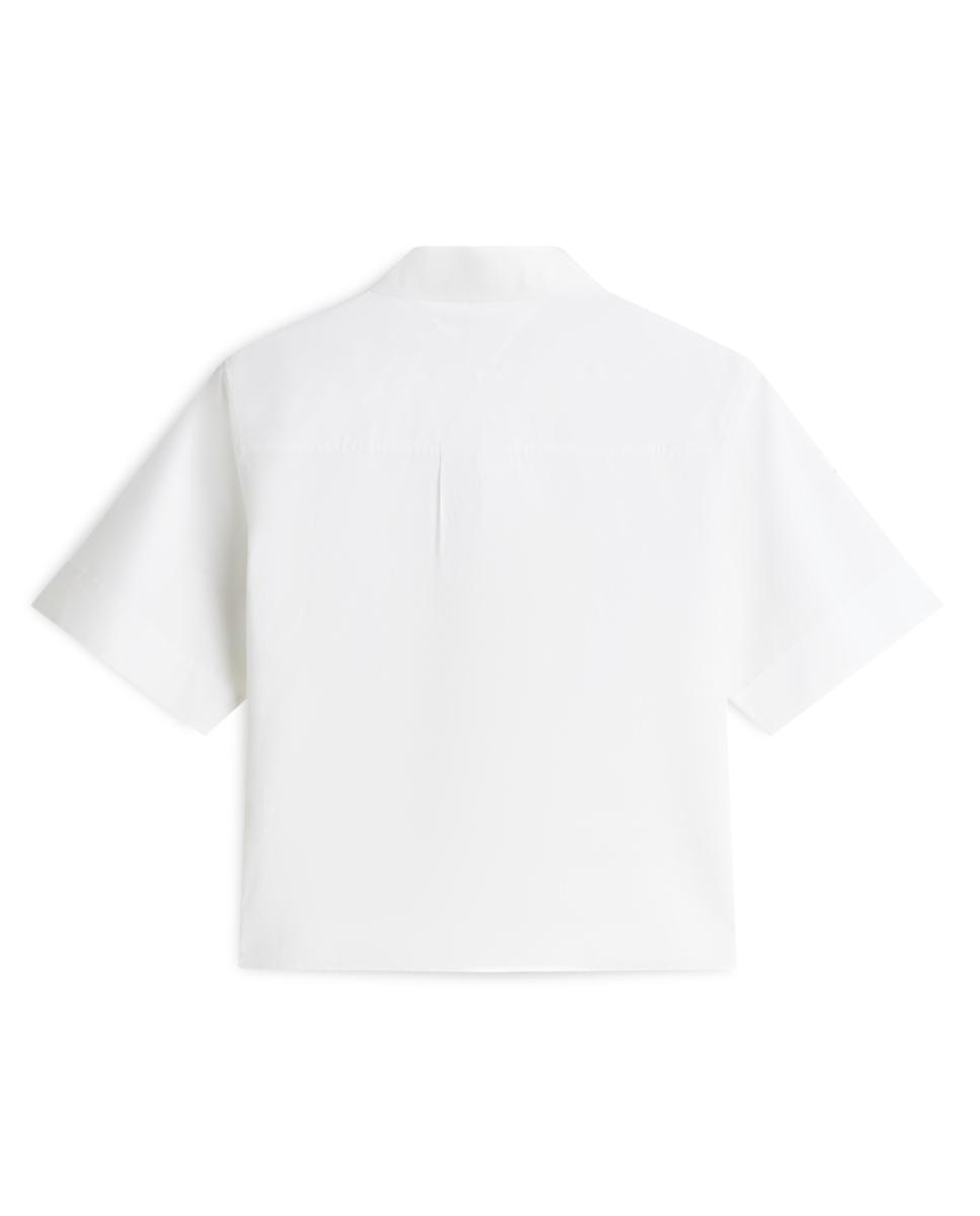 Camisa de Popelina com Manga Curta Branco-5