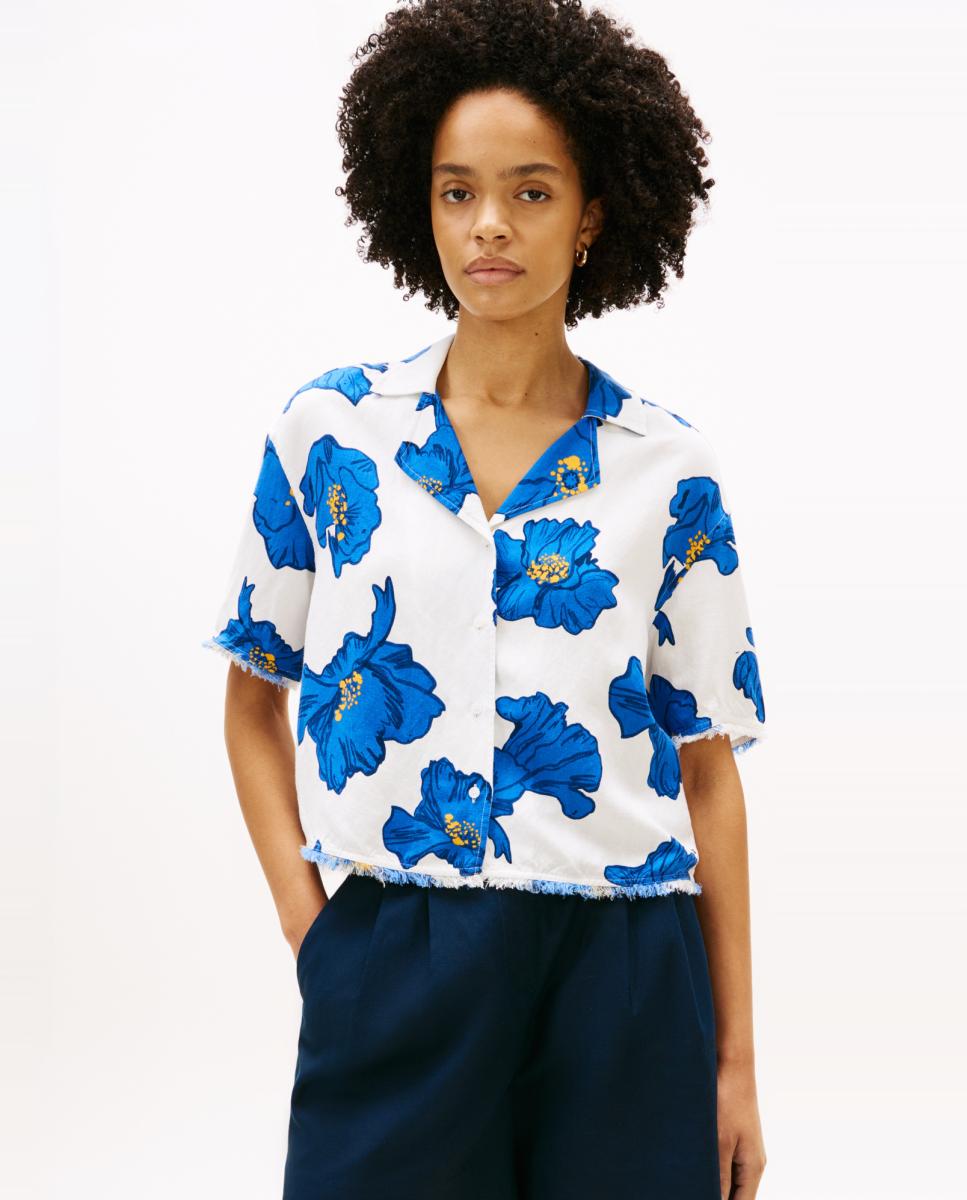 Imagem 0 de Camisa Estampada em Mistura de Linho e Viscose