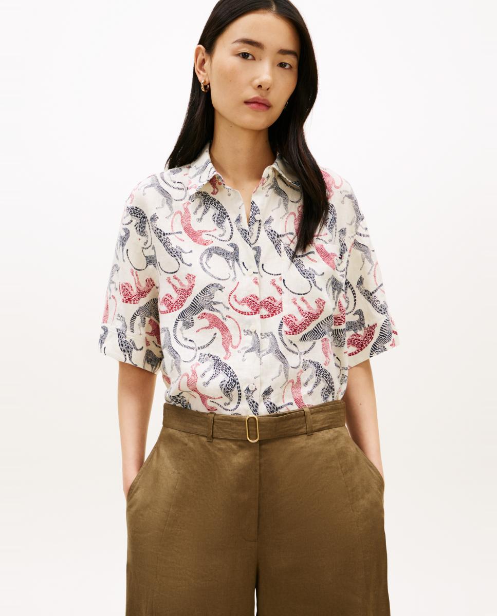 Imagem 0 de Camisa de Linho com Animal Print de Leopardo