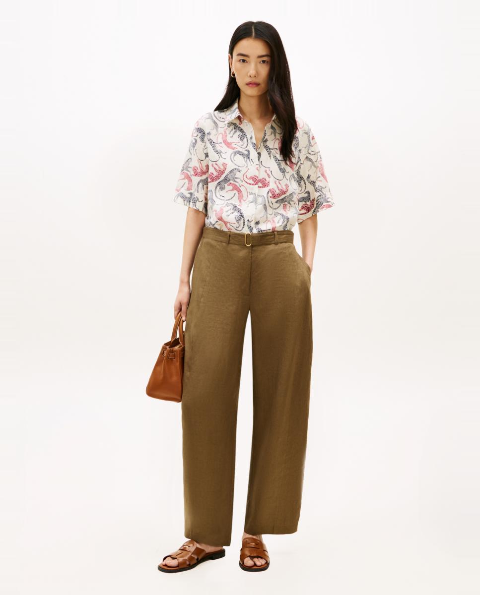 Camisa de Linho com Animal Print de Leopardo Cru-3