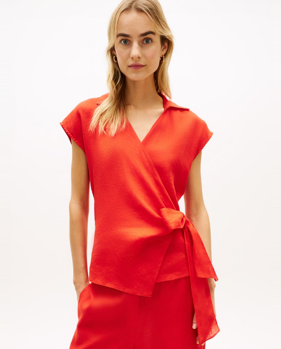 Imagem 0 de Blusa Cruzada em Linho com Laço Lateral