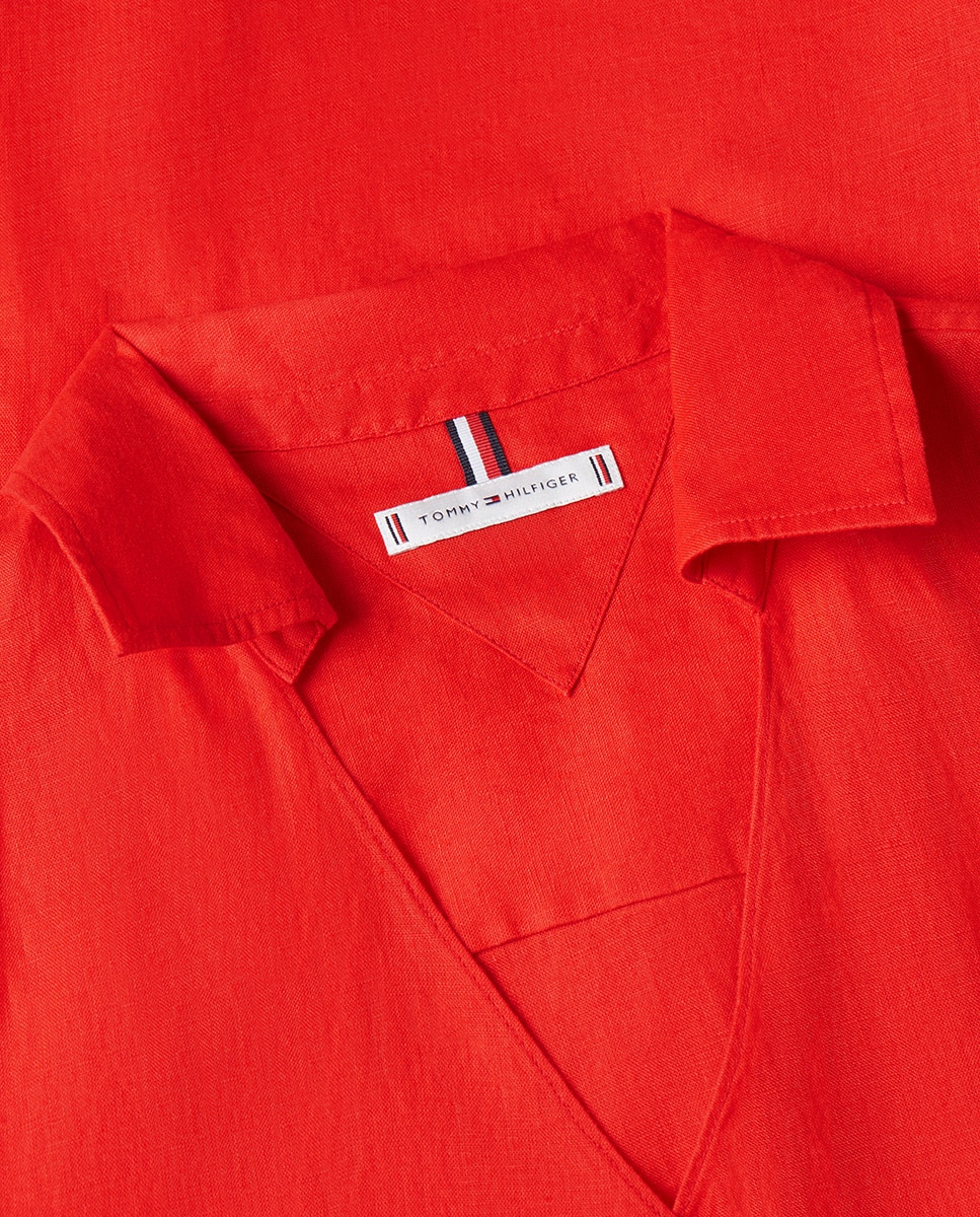 Blusa Cruzada em Linho com Laço Lateral Vermelho-6
