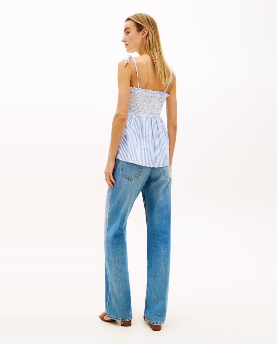 Top em Seersucker com Favos de Mel Azul-claro-2