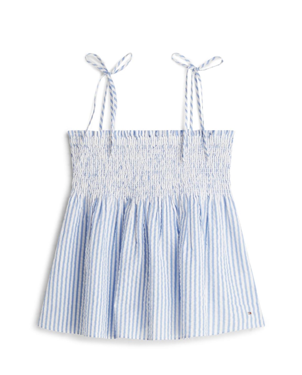 Top em Seersucker com Favos de Mel Azul-claro-4