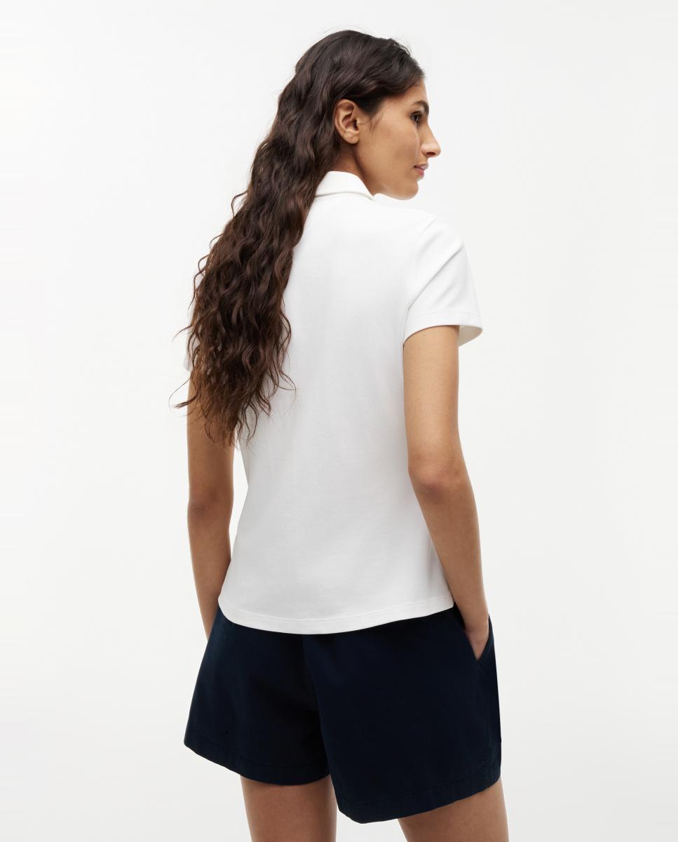 Camisa em Tecido Piqué com Manga Curta Branco-4