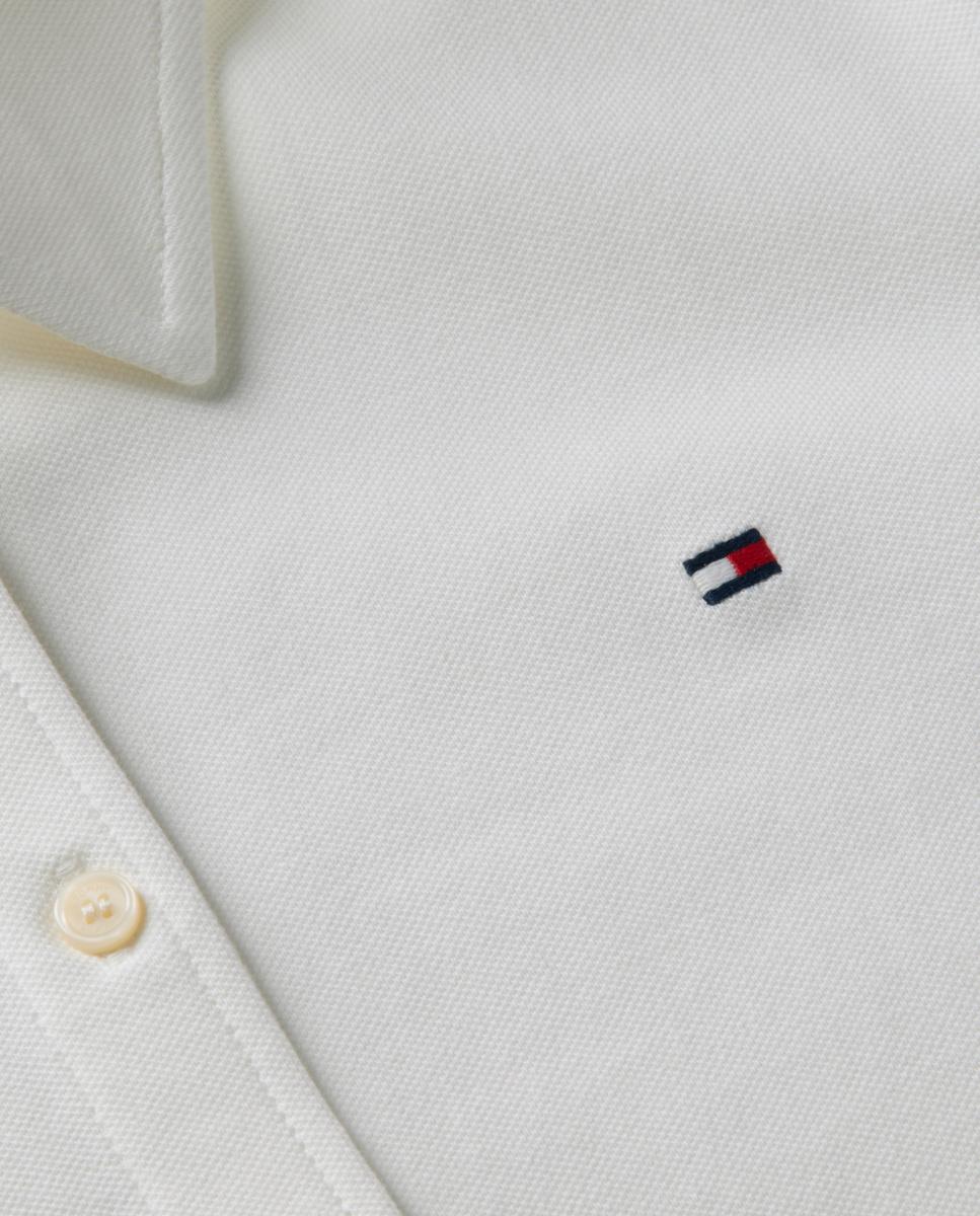 Camisa em Tecido Piqué com Manga Curta Branco-8
