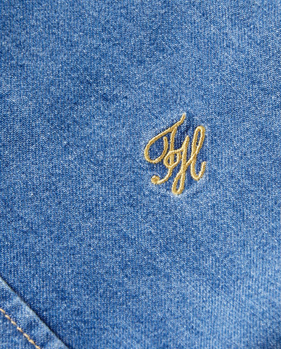 Camisa de Ganga com Manga Curta Azul-6