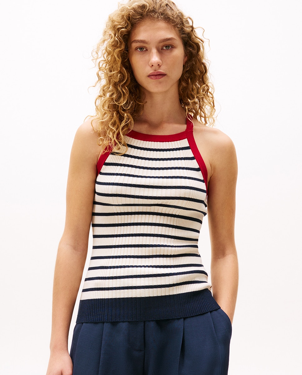TH X SRG Top de mujer ajustado y cuello halter - Tommy Hilfiger - Blanco Blanco-1