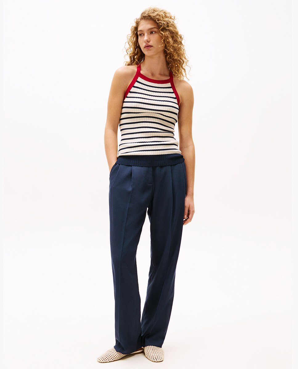 TH X SRG Top de mujer ajustado y cuello halter - Tommy Hilfiger - Blanco Blanco-4