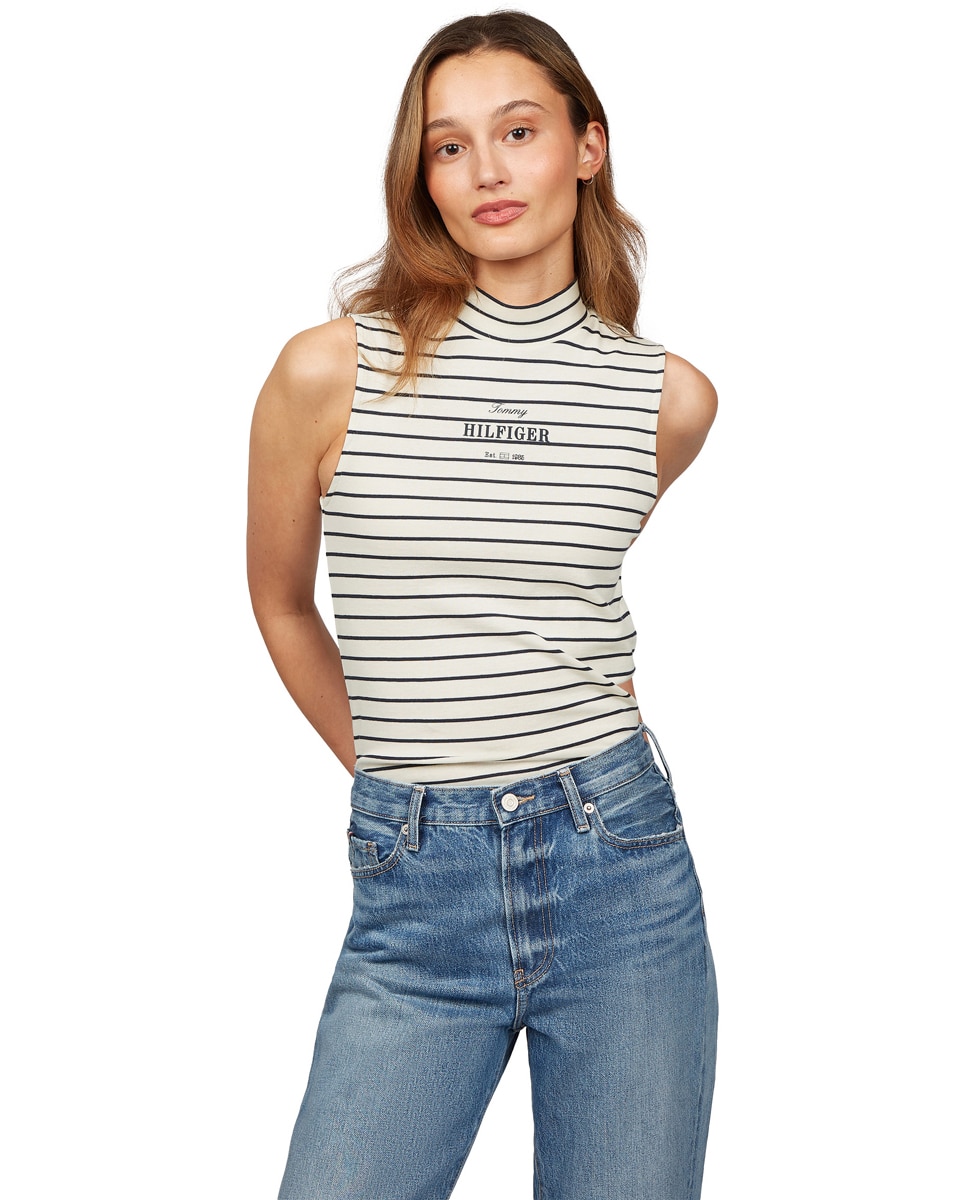 Top sem Mangas e com Meia Gola Cru-1