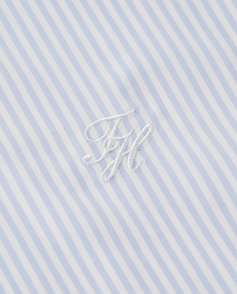 Camisa de Manga Comprida com Laço no Colarinho Azul-claro-7