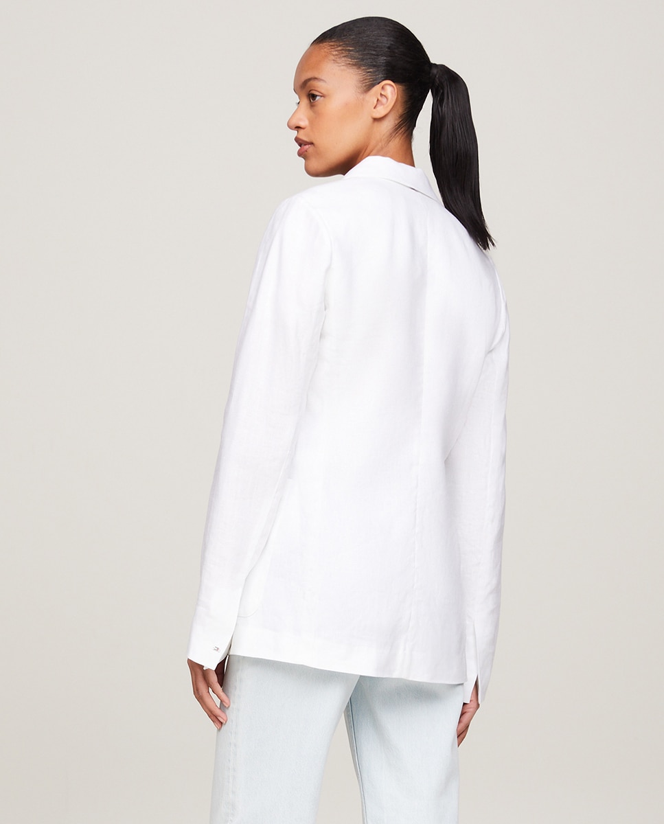 Blazer Regular de Linho Branco-2