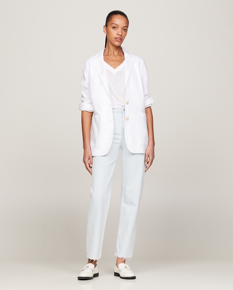 Blazer Regular de Linho Branco-6