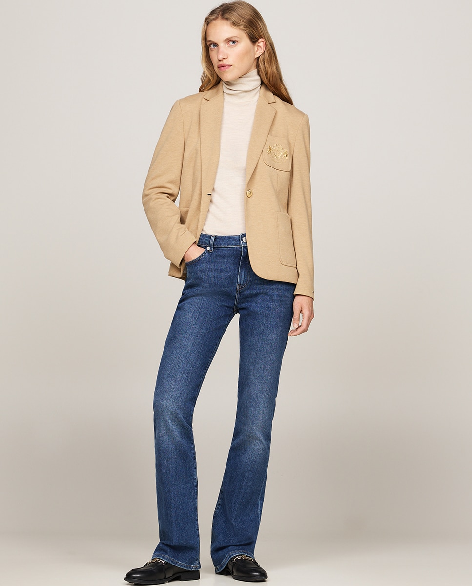 Blazer com Fecho de um Botão e Bolsos à Frente Castanho-claro-6