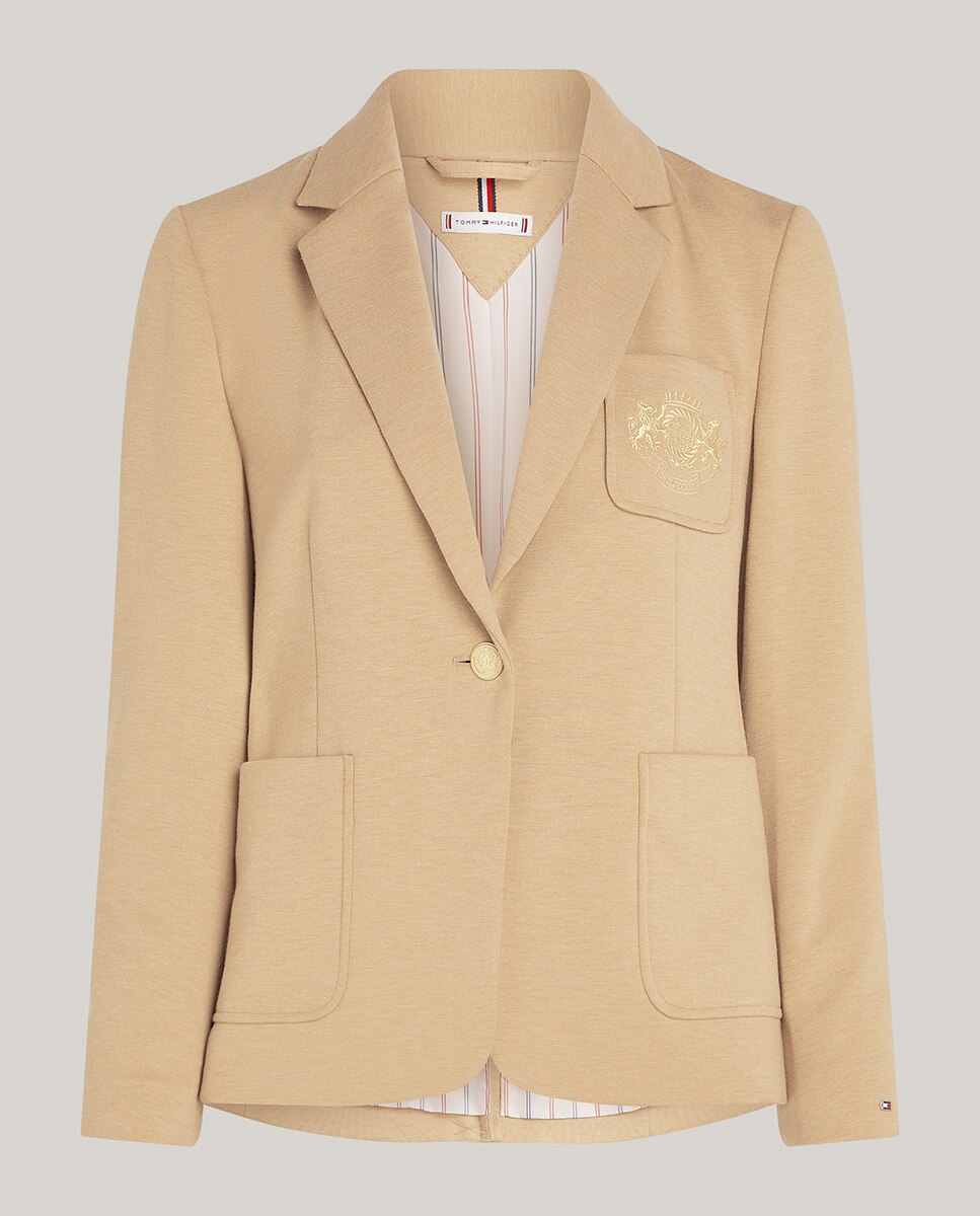 Blazer com Fecho de um Botão e Bolsos à Frente Castanho-claro-5
