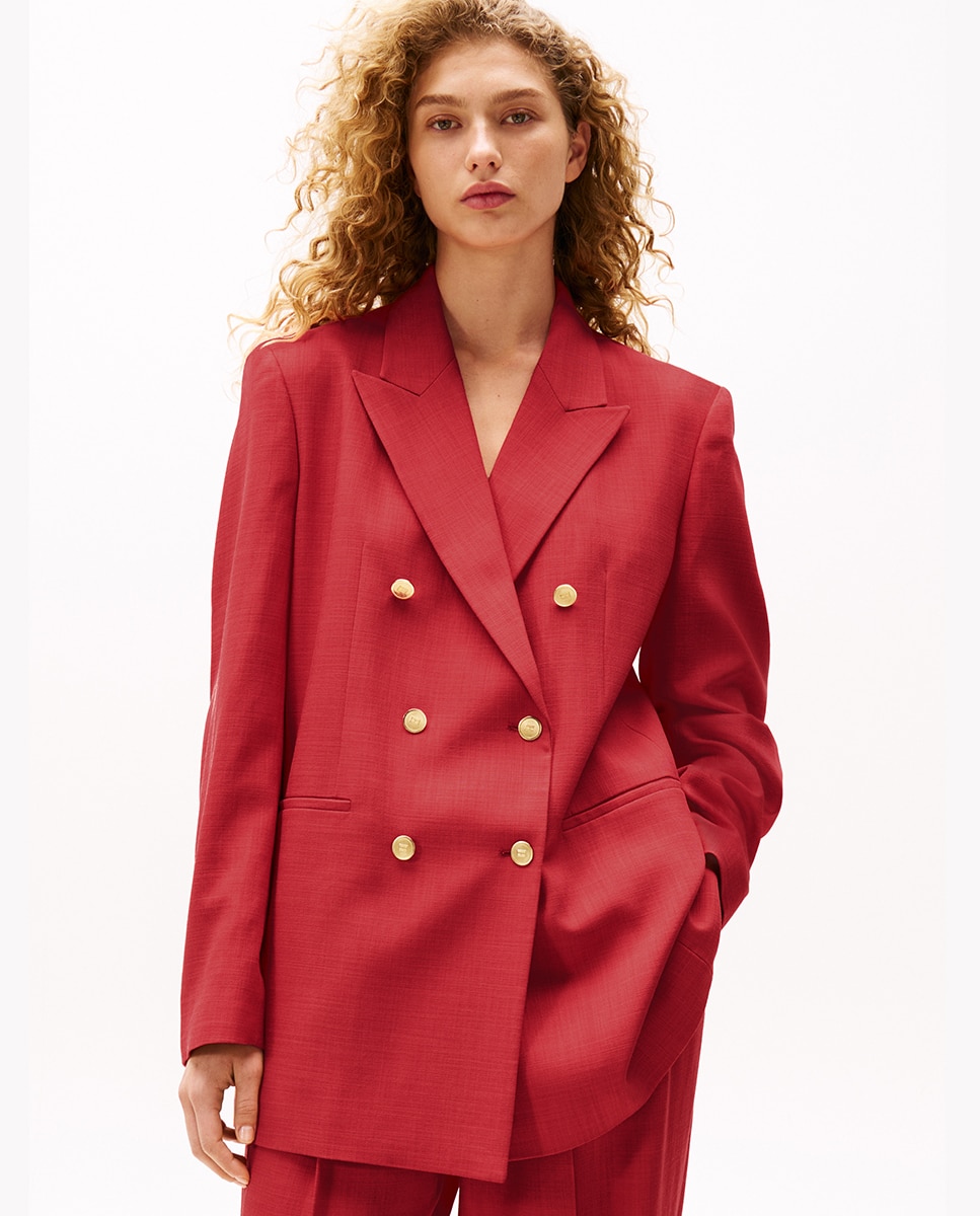 TH X SRG Blazer de Fato com Botões Bordeaux-1