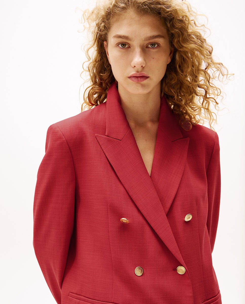 TH X SRG Blazer de Fato com Botões Bordeaux-3