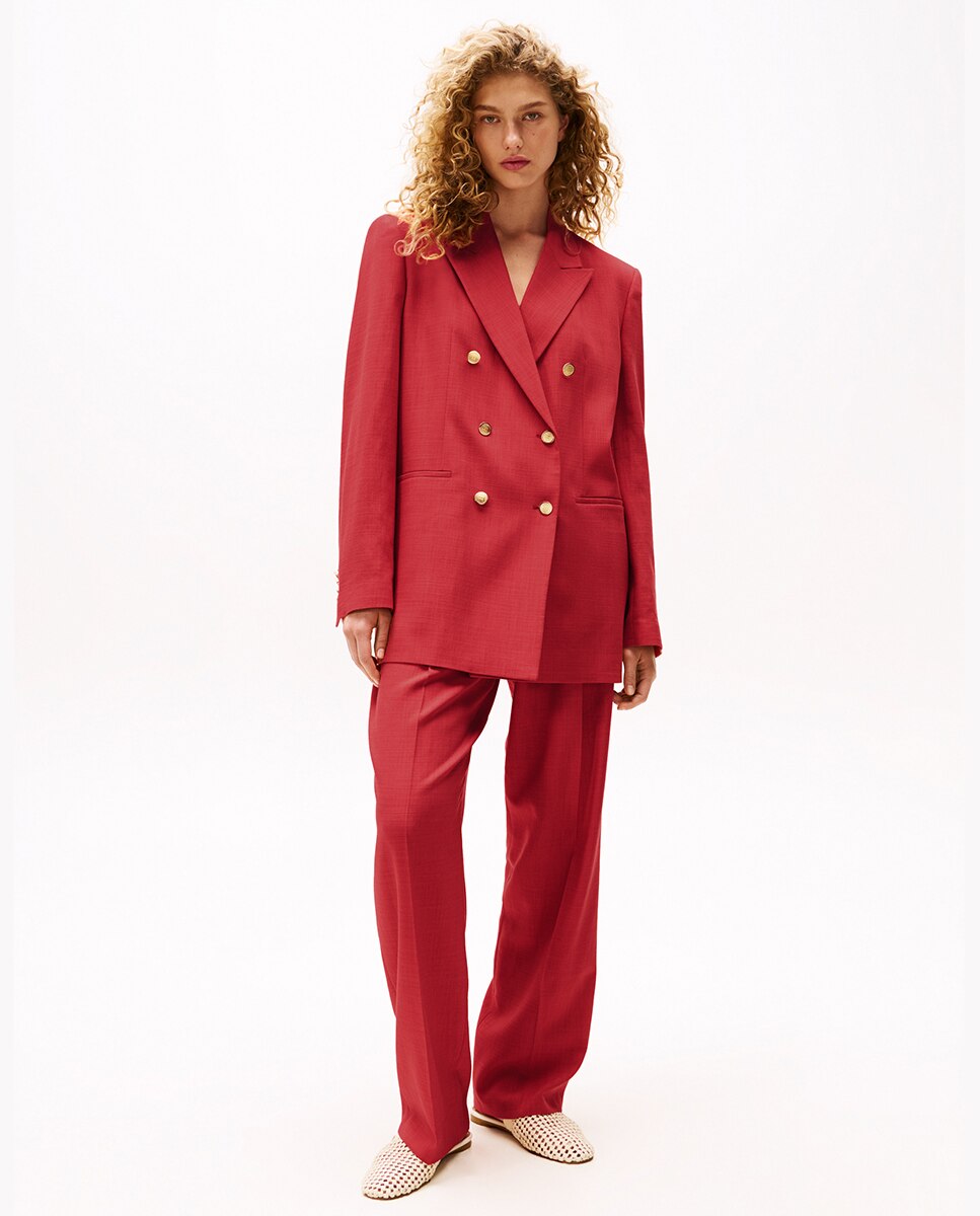 TH X SRG Blazer de Fato com Botões Bordeaux-6