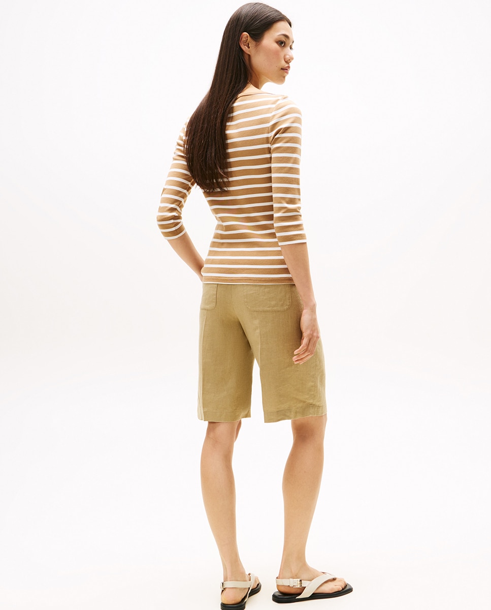 T-shirt de Manga 3/4 Slim Cody Camel-4
