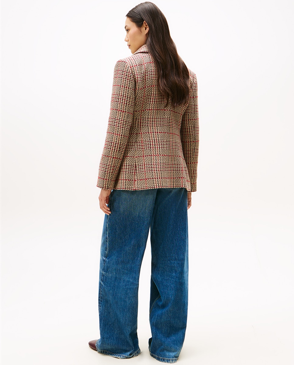 Casaco Blazer com Pied-de-poule Bordeaux-2