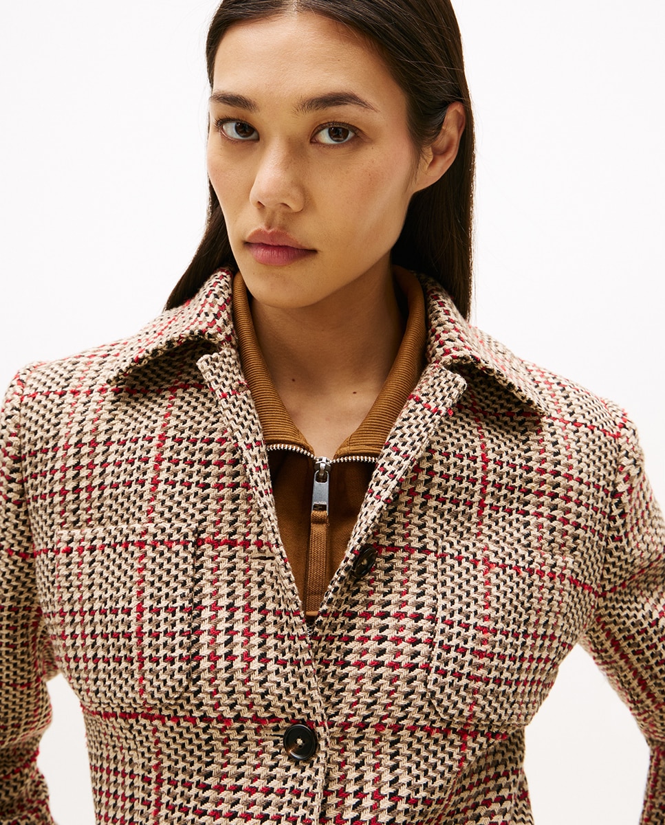 Casaco Blazer com Pied-de-poule Bordeaux-3