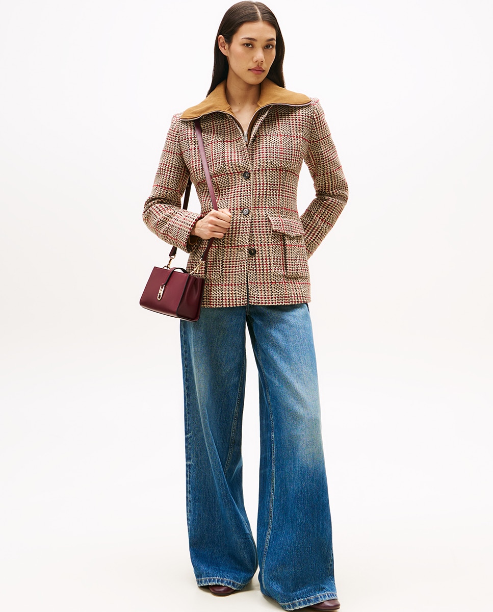 Casaco Blazer com Pied-de-poule Bordeaux-4