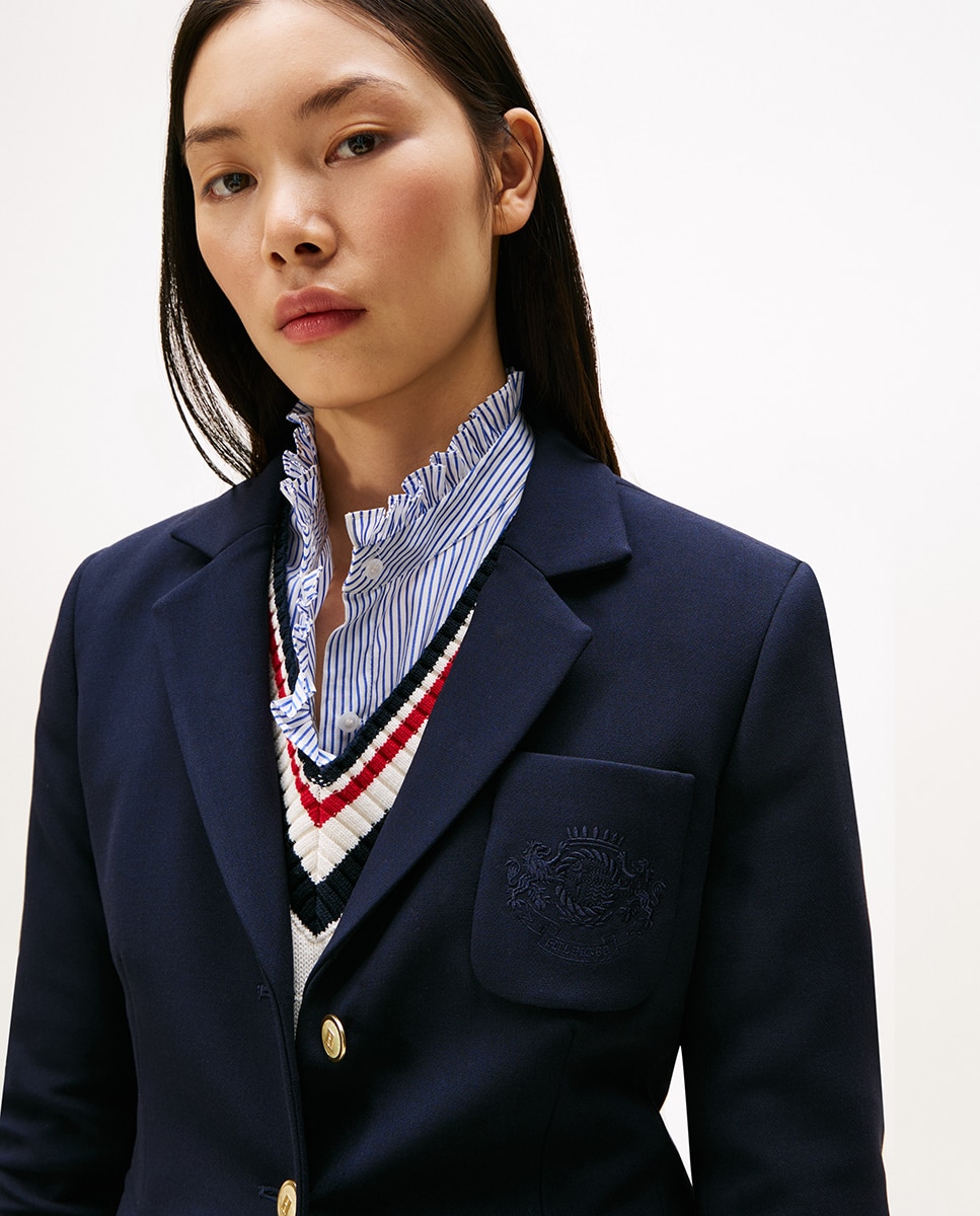 Blazer de Malha Slim Azul-marinho-3