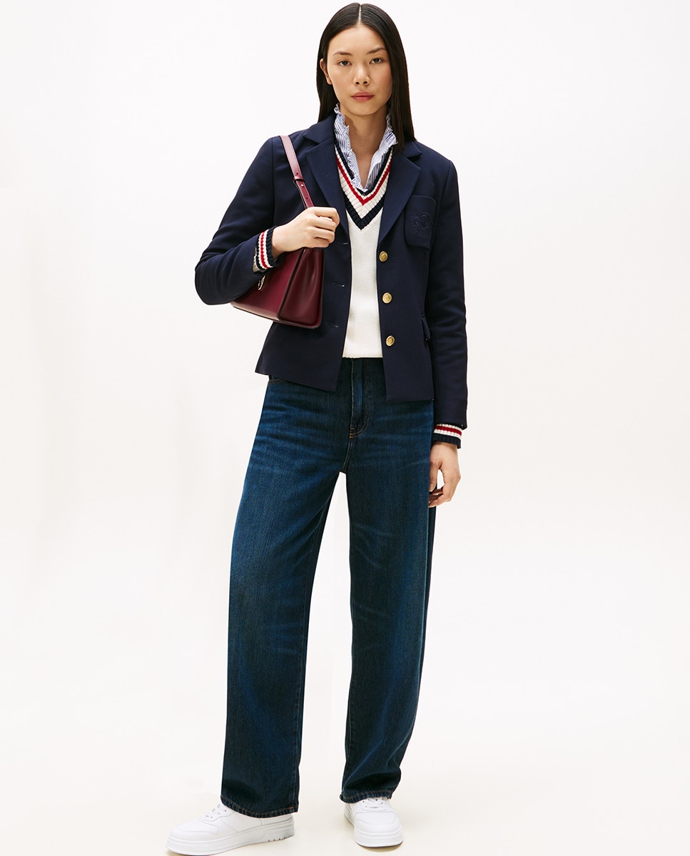 Blazer de Malha Slim Azul-marinho-5