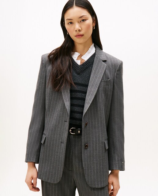 Blazer de mujer de silueta regular con raya diplomática