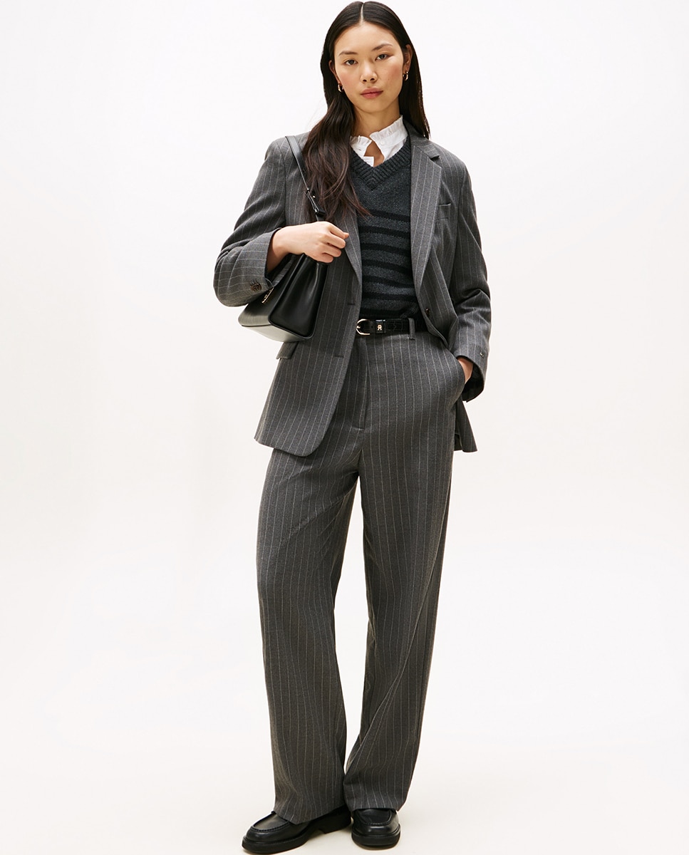 Blazer Regular com Risca Diplomática Cinzento-escuro-6