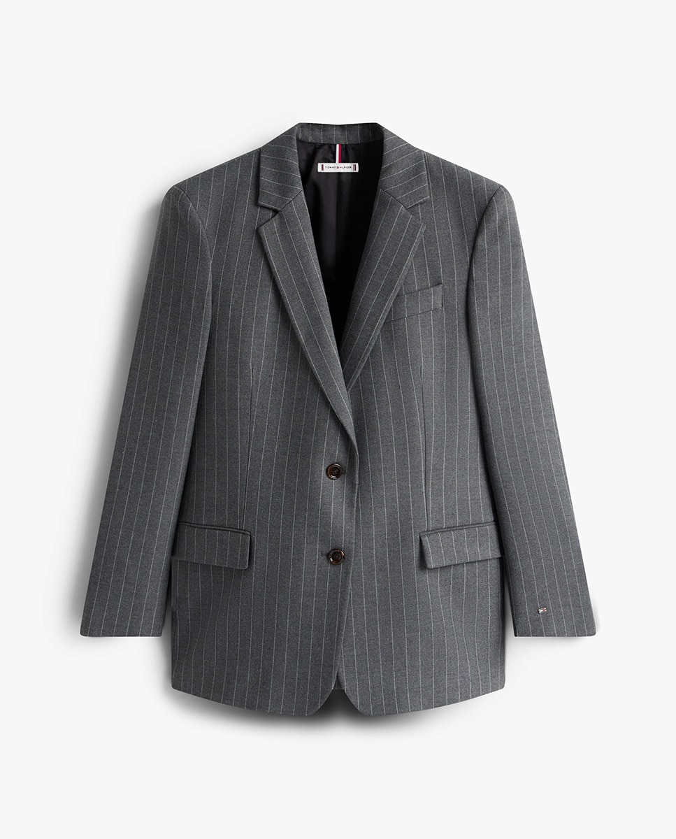 Blazer Regular com Risca Diplomática Cinzento-escuro-4