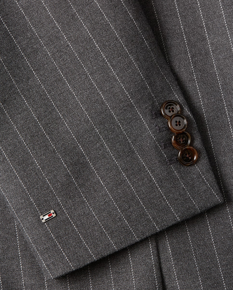 Blazer Regular com Risca Diplomática Cinzento-escuro-5