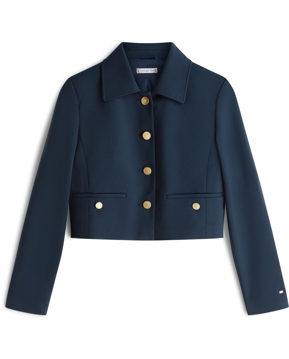 Blazer de Malha com Fecho de Botões Azul-marinho-4