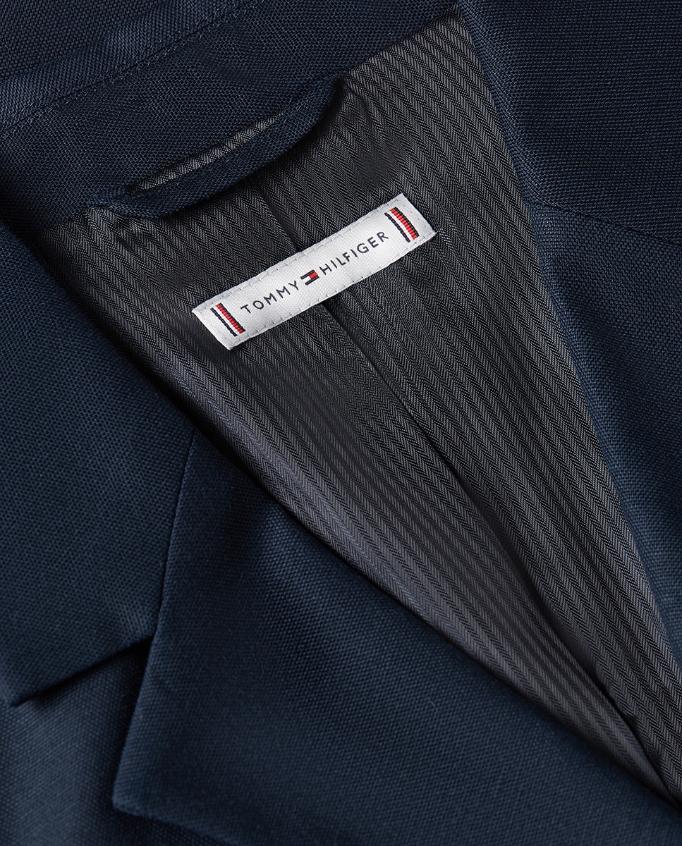 Blazer Cintado de Linho com Botões Dourados Azul-marinho-6
