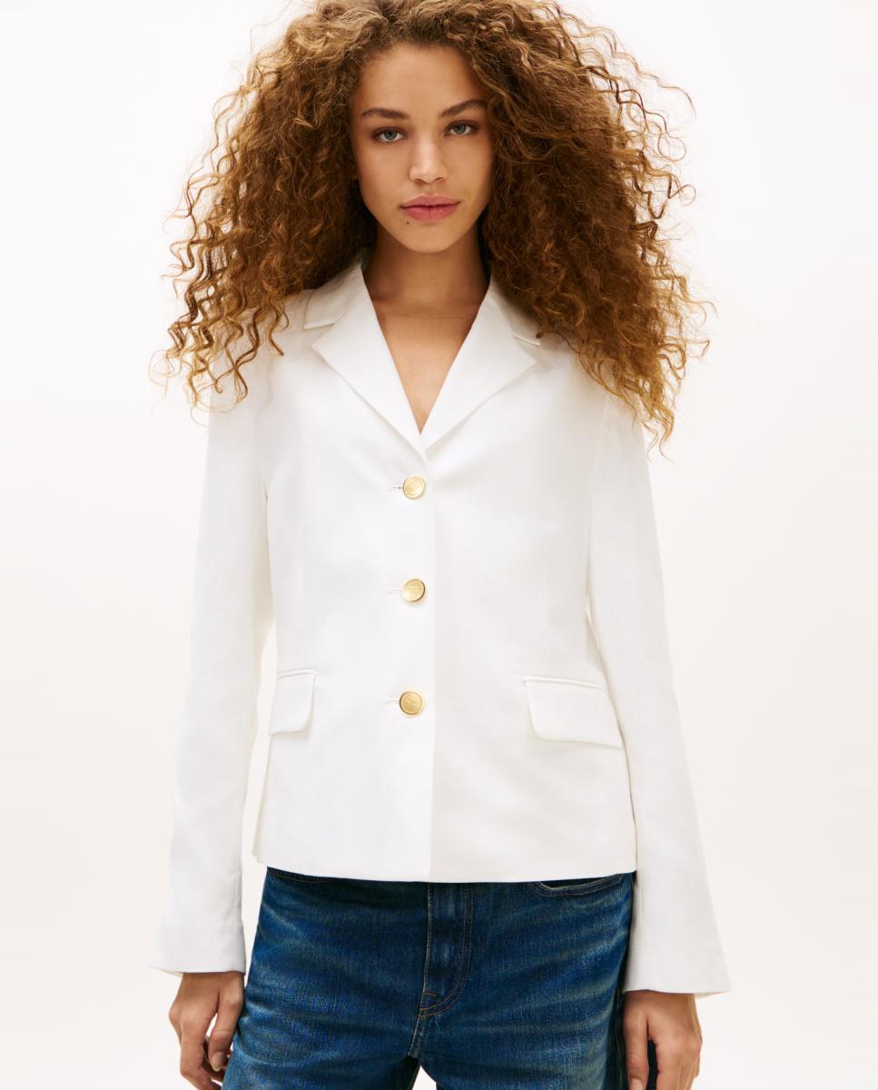 Imagem 0 de Blazer Cintado de Linho com Botões Dourados